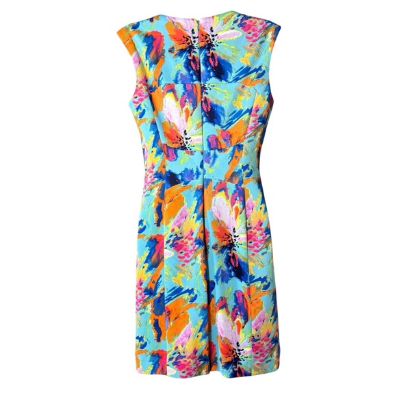 Tahari Arthur S. Levine Dress 4P Watercolor Floral Sheath Wedding Guest - Picture 7 of 10